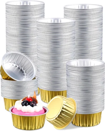 Miniatura 8 de Patelai - 150 vasos de papel de aluminio de 4.2 onzas para hornear, moldes desechables para magdalenas, moldes desechables para magdalenas