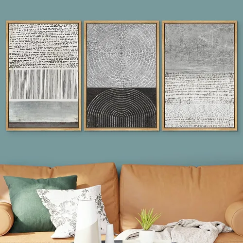 Miniatura 196 de SIGNWIN Lienzo enmarcado para pared, arte con pinceladas de flujo neutro en tonos beige abstractos, ilustraciones, arte moderno, decorativo