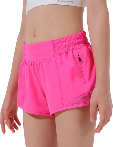 Miniatura 2 de Aurefin Pantalones cortos deportivos para niñas, pantalones cortos ligeros para correr para adolescentes, niñas, pantalones cortos deportivos