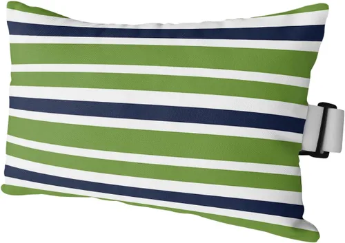 Miniatura 12 de T&H XHome Almohada de exterior para tumbona, diseño geométrico simple de rayas, impermeable, almohada lumbar con correa elástica ajustable