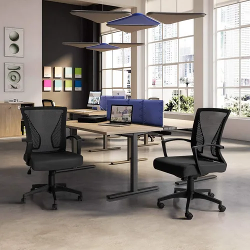 Miniatura 7 de Tuoze Silla ergonómica de malla con respaldo medio para oficina, silla giratoria de escritorio, soporte lumbar, silla de computadora