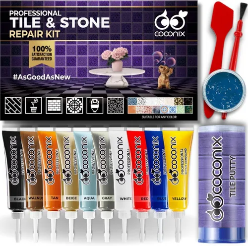 Coconix Kit de reparación de azulejos y piedra | Repara grietas, astillas y arañazos en bañeras, suelos de baldosas y piedra, paredes y mostradores