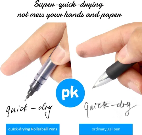 Miniatura 2 de Frienda 12 piezas bolígrafos de bola rodante de 0.5 mm japoneses de punta fina de secado rápido, tinta líquida, escritura suave para oficina y Negro