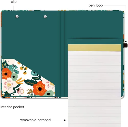 Miniatura 4 de Hongri Mini Portapapeles Folio con Bloc de Notas Rayado Recargable y Bolsillo de Almacenamiento Interior para Estudiantes, Aula, Oficina, Mujeres