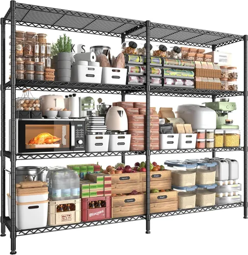 Estantería de metal de 5 niveles con carga de 1500 libras, estantes de despensa de alambre ajustables para almacenamiento, estantes de cocina,