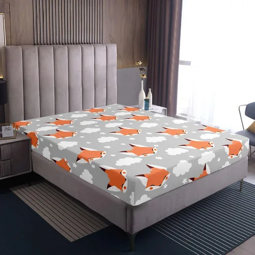 Miniatura 6 de Erosebridal Juego de ropa de cama de zorro para niños, sábana bajera ajustable de zorro de dibujos animados para niños y niñas, decoración