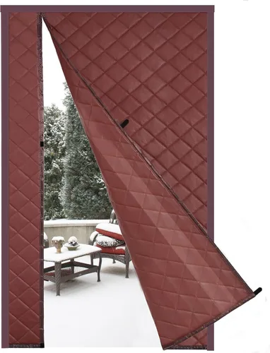 Risareyi Cortina magnética para puerta con aislamiento térmico de 30 x 96 pulgadas, poliuretano marrón con relleno más grueso, aislamiento de puerta