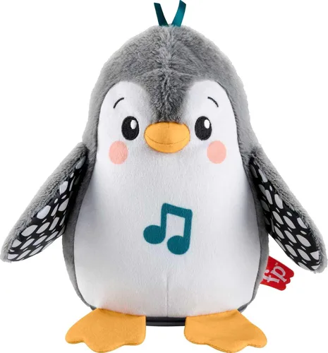 Fisher-Price - Juguete de tiempo boca abajo para bebés con aleta y bamboleo Pingüino, de felpa con música y movimiento para juego sensorial para