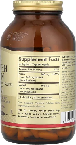 Miniatura 4 de Solgar Niacina sin enjuague de 500 mg, 250 cápsulas vegetales - Apoyo cardiovascular - Apoya el metabolismo energético - Entrega sin enjuague