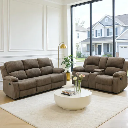 Miniatura 17 de Juego de sofá reclinable manual, juego de sofá reclinable de microfibra, juego de muebles modernos para sala de estar, sofá reclinable para sala