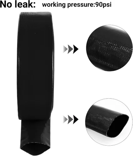 Miniatura 4 de Manguera de retrolavado de piscina de 2 pulgadas x 50 pies, manguera de descarga de agua plana de PVC reforzado de alta resistencia negra para bomba