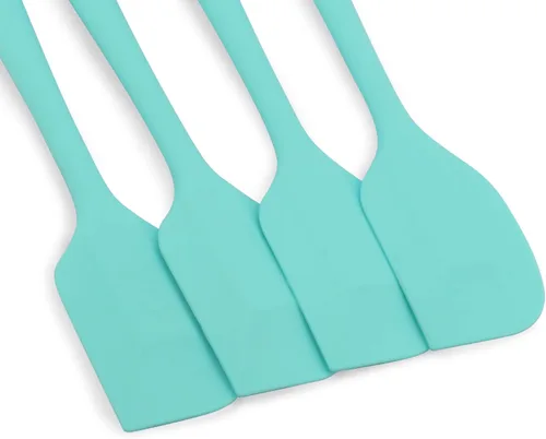Miniatura 2 de Juego de 4 espátulas de silicona antiadherentes resistentes al calor con núcleo de acero inoxidable, color azul claro