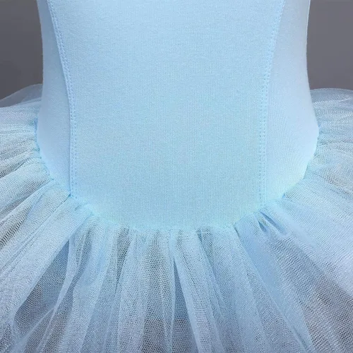 Miniatura 6 de IDOPIP Vestido de ballet con mangas voladas y volantes para niñas pequeñas, tutú con falda de leotardo, bailarina, baile, disfraz de gimnasia