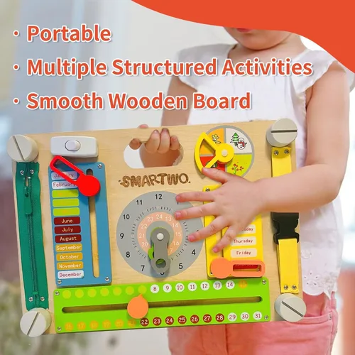Miniatura 7 de Tabla de Actividades Montessori de Doble Cara para Niños Pequeños de 3-5 años, Entrena las Habilidades Motoras Finas de los Bebés, Juguete