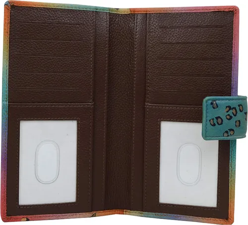 Miniatura 3 de Anna by Anuschka Cartera de dos pliegues de piel auténtica pintada a mano para mujer