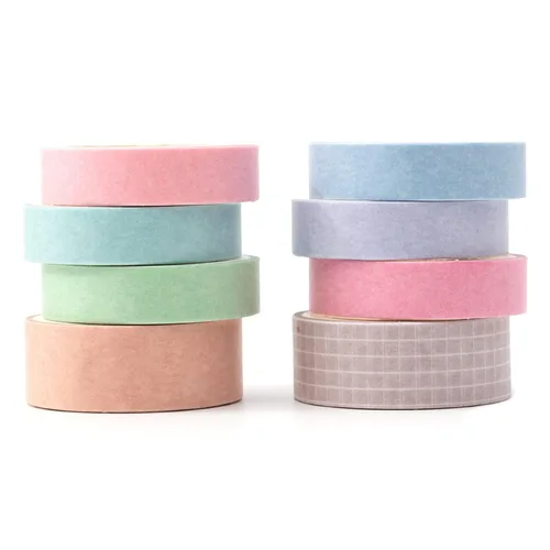 Miniatura 16 de YUBBAEX - Juego de 8 rollos de cinta adhesiva básica Washi de color sólido con cuadrícula, cinta adhesiva decorativa para arte, manualidades DIY
