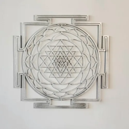 Miniatura 8 de Colorfull Worlds Sri Yantra - Arte de pared de metal, decoración de pared de chakras de geometría sagrada, meditación de inauguración de la casa