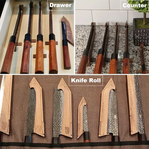 Miniatura 5 de Juego de cuchillos de chef FINDKING y protectores de borde, cuchillos de cocina de acero de alto carbono, porta cuchillos de nogal, para cocina