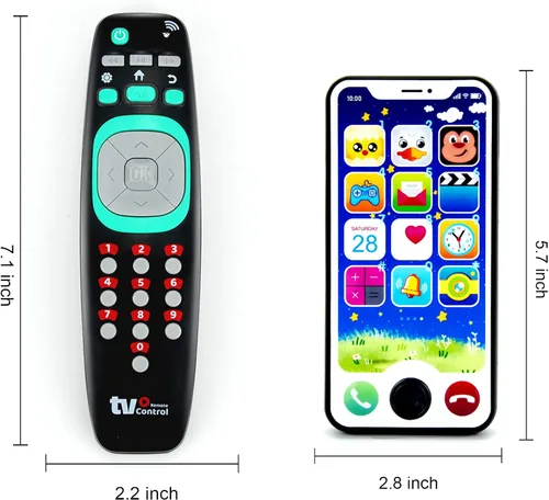 Miniatura 7 de Paquete de juguetes de control remoto para bebés y teléfonos inteligentes, juego de simulación para bebés pequeños, juguetes musicales con luz