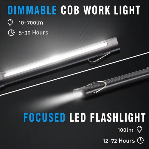 Miniatura 2 de Dr. Prepare - Luz LED de trabajo, 700 lúmenes, luz de trabajo recargable plegable, 3200 mAh, inalámbrica, portátil, magnética, luz de inspección LED