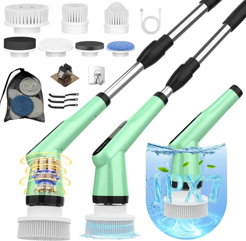 Miniatura 10 de Cepillo Fregador Eléctrico, Cepillo Fregador Eléctrico IPX7 para Ducha, Cepillo de Limpieza Eléctrico Fregador con 7 Cabezales de Cepillo