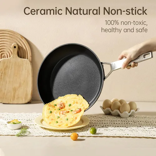 Miniatura 2 de MsMk Juego de ollas y sartenes antiadherentes de 10 piezas para construir una cocina de inicio o refrescar, calefacción uniforme, fácil limpieza