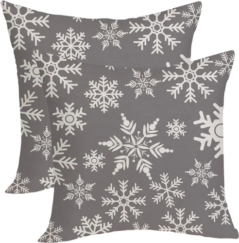 Miniatura 31 de Fundas de almohada navideñas de 18x18 pulgadas, paquete de 2, cuadros búfalo rojo y negro con ciervo, fundas de almohada decorativas, decoración