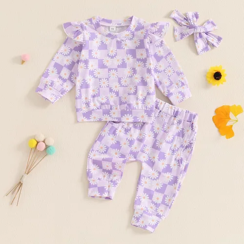 Miniatura 2 de Kaipiclos Ropa de otoño e invierno para bebé niña, sudadera con estampado floral, camisa de manga larga, pantalones, ropa