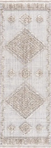Miniatura 8 de Hauteloom Aria - Alfombra para sala de estar y dormitorio, con borde geométrico de medallón de diamante, envejecida, bohemio, transicional, tribal