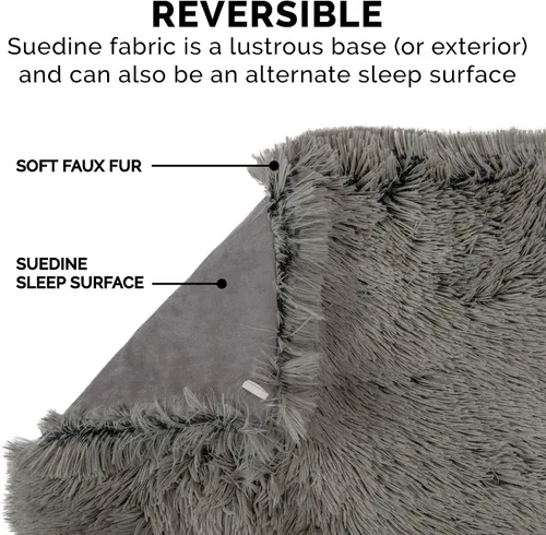 Miniatura 10 de Furhaven Cama para mascotas para gatos y perros pequeños – Cama térmica, auto-calentable, convertible, de piel y gamuza para gatos, lavable