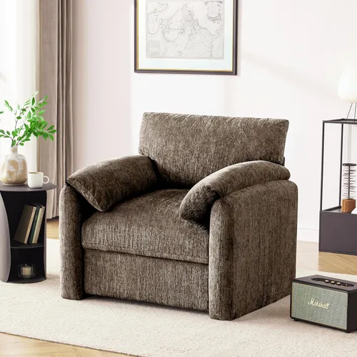 Miniatura 8 de Howjoe Sillón Extragrande de Chenilla, Sillas de Acento de 38.6 Pulgadas de Ancho para Sala de Estar y Dormitorio Silla de Descanso Moderna, Silla