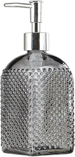 Miniatura 8 de Sizikato Botella dispensadora de jabón de vidrio con superficie con cuentas, 16 oz Rojo