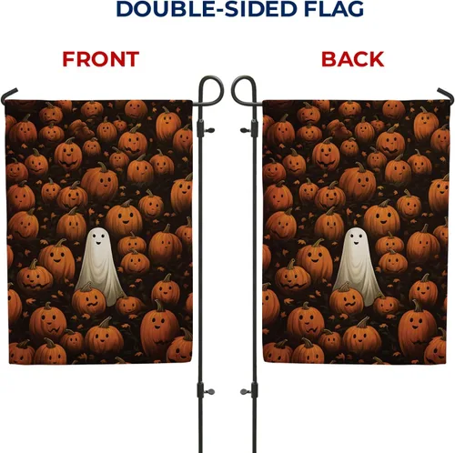 Miniatura 6 de Bandera de jardín de fantasmas de Halloween con texto en inglés «America Forever Halloween» de doble cara exterior, 12.5 x 18 pulgadas, bandera