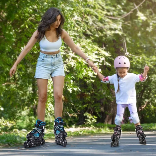 Miniatura 6 de Patines en línea ajustables para niñas y niños con ruedas de luz completa, divertidas cuchillas iluminadoras para principiantes, para niños, Blanco