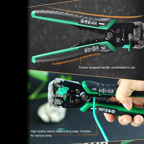 Miniatura 4 de Herramienta pelacables, pelacables, cortador automático de cables, ajuste de 8 AWG a 26 AWG con resortes, herramientas de pelado de cables