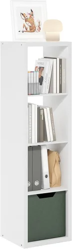 Miniatura 43 de Furinno Organizador de Almacenamiento en Cubos Decorativos con Respaldo Abierto, 4 Cubos, Gris Claro