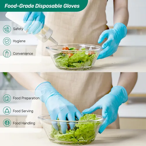 Miniatura 4 de Kebada Guantes de nitrilo desechables D1, guantes desechables de nitrilo para limpieza, preparación de alimentos, grado industrial, no estériles
