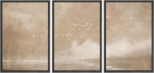 Miniatura 152 de SIGNWIN Lienzo enmarcado para pared, juego de arte tranquilo con reflejo de lago, acuarela, montaña y agua, ilustraciones modernas, arte abstracto