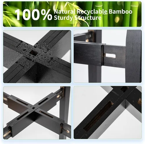 Miniatura 4 de Soporte ajustable de bambú para plantas de interior, estante moderno para flores con compatibilidad de maceta de 8 a 12 pulgadas, diseño de esquina