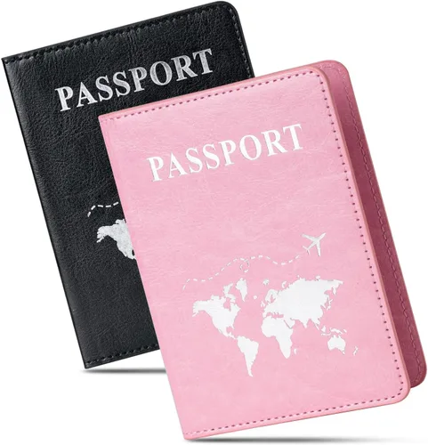 Honmein 2 soportes para pasaporte, billetera ultradelgada para pasaporte, funda de pasaporte de piel sintética para mujeres y hombres
