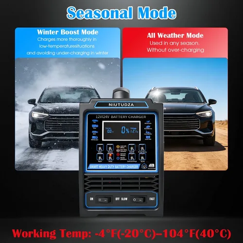 Miniatura 8 de Cargador de batería de coche resistente, mantenimiento de batería automático de 12 V/24 V 0-15 A, cargador inteligente de goteo con apagado