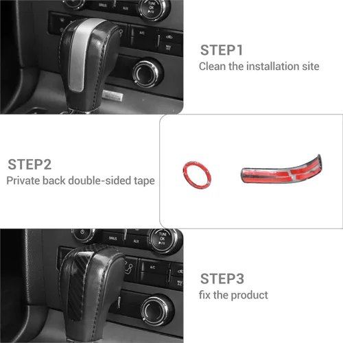 Miniatura 5 de Para Mustang Gear Shift Knob Trim Cover Compatible con Ford Mustang 2013 2014 Fibra de Carbono Interior Accesorios 2 unids