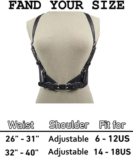 Miniatura 4 de Tecotely Punk Leather Body Harness for Women, Adjustable Body Chain Belt Rave Accessories