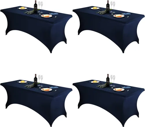 Miniatura 19 de FORLIFE - Funda de mesa de elastano, mantel ajustado de 4 pies para mesas rectangulares, funda elástica para patio, universal para bodas, banquetes