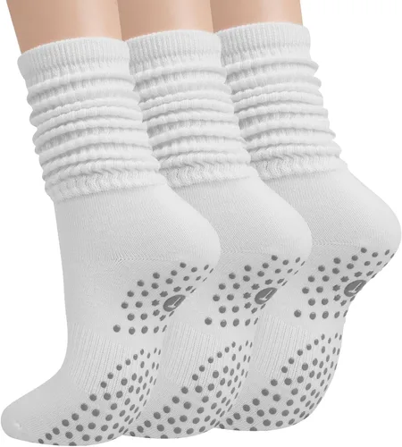 Miniatura 9 de Calcetines de pilates de agarre para mujer, calcetines de yoga con agarre para barre entrenamiento, hospital, calcetines largos