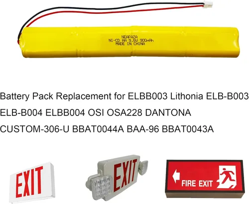 Miniatura 3 de BBAT0043A Ni-Cd 9.6V 900mAh Luz de emergencia Batería compatible con ELBB003 ELB-B003 ELB-B004 ELBB004 OSI OSA228 DANTONA CUSTOM-306-U BBAT0044A