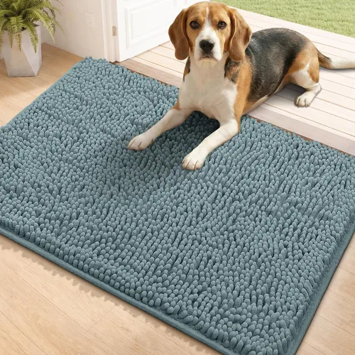 Miniatura 34 de Bcoimo Tapete súper absorbente para puerta de perro, 30 x 20 pulgadas, tapete antideslizante para patas fangosas, alfombras para mascotas para patas