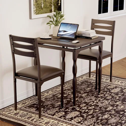 Miniatura 6 de IDEALHOUSE Juego de mesa de comedor de 3 piezas, juego de 2 mesas de comedor y sillas con patas en espiral, juego de comedor para 2, adecuado
