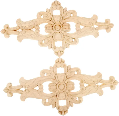 Miniatura 7 de MUXSAM Apliques de madera tallados para muebles, 1 calcomanía sin pintar para puerta, pared, techo, armario, tocador, espejo, cama, mantel, banco