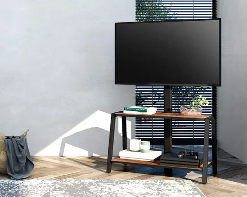 Miniatura 7 de FITUEYES Soporte de TV de madera con soporte para televisores de 32 a 55 pulgadas, centro de entretenimiento de 2 niveles con almacenamiento